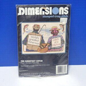 Vintage Dimensions Cross Stitch Kit The Greatest Catch Fisherman 7x5"